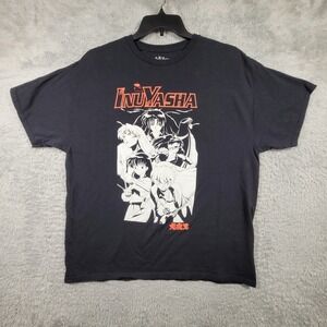Inuyasha Graphic T-Shirt Mens XL Black Anime Character Group Print Cotton Tee